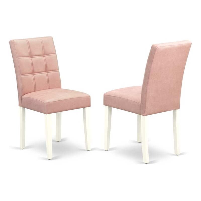 East West Furniture Faux Leather Parson Dining Chair in Beige Red (Set of 2)