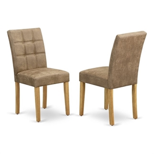 East West Furniture Faux Leather Parson Dining Chair - Brown Textured (Set of 2)