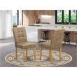 East West Furniture Faux Leather Parson Dining Chair - Brown Textured (Set of 2)