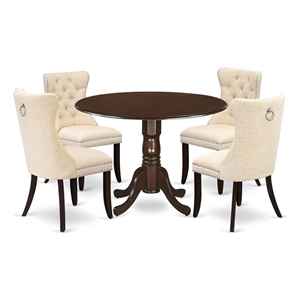 East West Furniture 5-Piece Kitchen Table Set in Mahogany/Light Beige