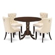 East West Furniture 5-Piece Kitchen Table Set in Mahogany/Light Beige