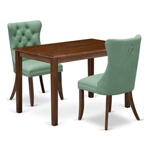 East West Furniture 3-Piece Dinette Set in Willow Green/Antique Walnut