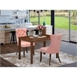 East West Furniture 3-Piece Kitchen Table Set in Beige Red/Antique Walnut