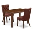 East West Furniture 3-Piece Dining Set in Burgundy/Antique Walnut