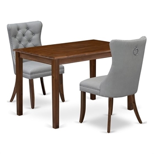 East West Furniture 3-Piece Dinette Set in Light Gray/Antique Walnut