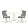 East West Furniture 3-Piece Dinette Set in Linen White/Light Gray