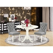 East West Furniture 3-Piece Dinette Set in Linen White/Light Gray