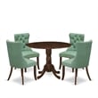 East West Furniture 5-Piece Dining Table Set in Antique Walnut/Willow Green