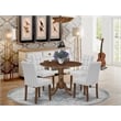 East West Furniture 5-Piece Dining Table Set in Antique Walnut/Light Gray