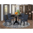 East West Furniture 5-Piece Kitchen Table Set in Black/Dark Navy Blue