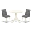 East West Furniture 3-Piece Dining Set in Linen White/Platinum Gray