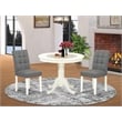East West Furniture 3-Piece Dining Set in Linen White/Platinum Gray