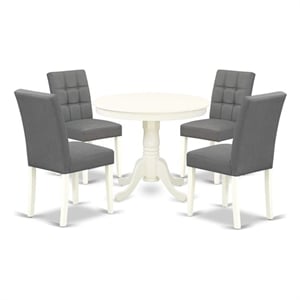 East West Furniture 5-Piece Dining Table Set in Linen White/Platinum Gray
