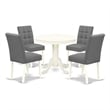 East West Furniture 5-Piece Dining Table Set in Linen White/Platinum Gray