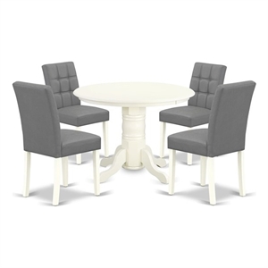 East West Furniture 5-Piece Dining Room Set in Linen White/Platinum Gray