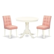 East West Furniture 3-Piece Dining Set in Linen White/Beige Red