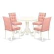 East West Furniture 5-Piece Dining Table Set in Linen White/Beige Red