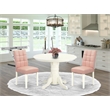 East West Furniture 3-Piece Modern Dining Table Set in Linen White/Beige Red
