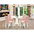 East West Furniture 5-Piece Modern Dining Table Set in Linen White/Beige Red