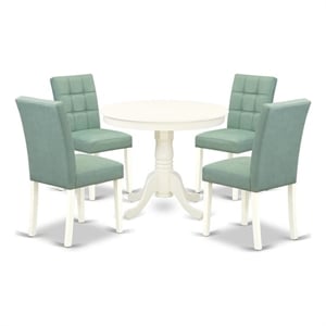 East West Furniture 5-Piece Dining Table Set  in Linen White/Willow Green