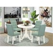 East West Furniture 5-Piece Dining Table Set  in Linen White/Willow Green