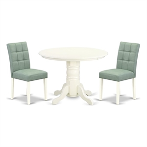 East West Furniture 3-Piece Dinette Set in Linen White/Willow Green