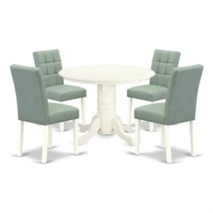 East West Furniture 5-Piece Kitchen Table Set in Linen White/Willow Green