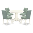 East West Furniture 5-Piece Kitchen Table Set in Linen White/Willow Green