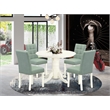 East West Furniture 5-Piece Kitchen Table Set in Linen White/Willow Green