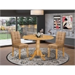 East West Furniture 3-Piece Dining Table Set  in Oak/Brown Textured
