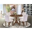 East West Furniture 5-Piece Dinette Set in Antique Walnut/Mist Beige