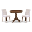 East West Furniture 3-Piece Kitchen Table Set in Antique Walnut/Mist Beige