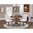 East West Furniture 3-Piece Dining Room Set in Antique Walnut/Mist Beige