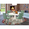 East West Furniture 5-Piece Kitchen Table Set in Linen White/Willow Green