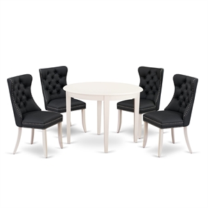 East West Furniture 5-Piece Kitchen Table Set in Linen White/Dark Gray