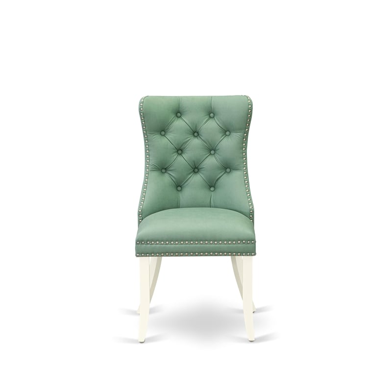 East West Furniture 5-Piece Dinette Set in Linen White/Willow Green