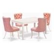 East West Furniture 5-Piece Dining Table Set in Linen White/Beige Red