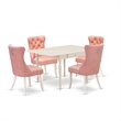 East West Furniture 5-Piece Dining Set in Linen White/Beige Red
