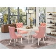 East West Furniture 5-Piece Dining Set in Linen White/Beige Red