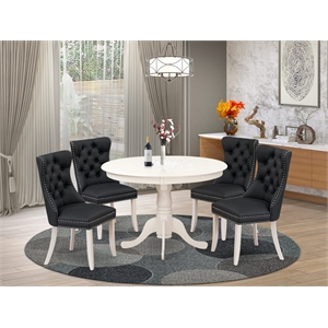 East West Furniture 5-Piece Dinette Set in Linen White/Dark Gray