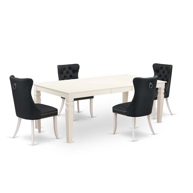 East West Furniture 5-Piece Dinette Set in Linen White/Dark Gray