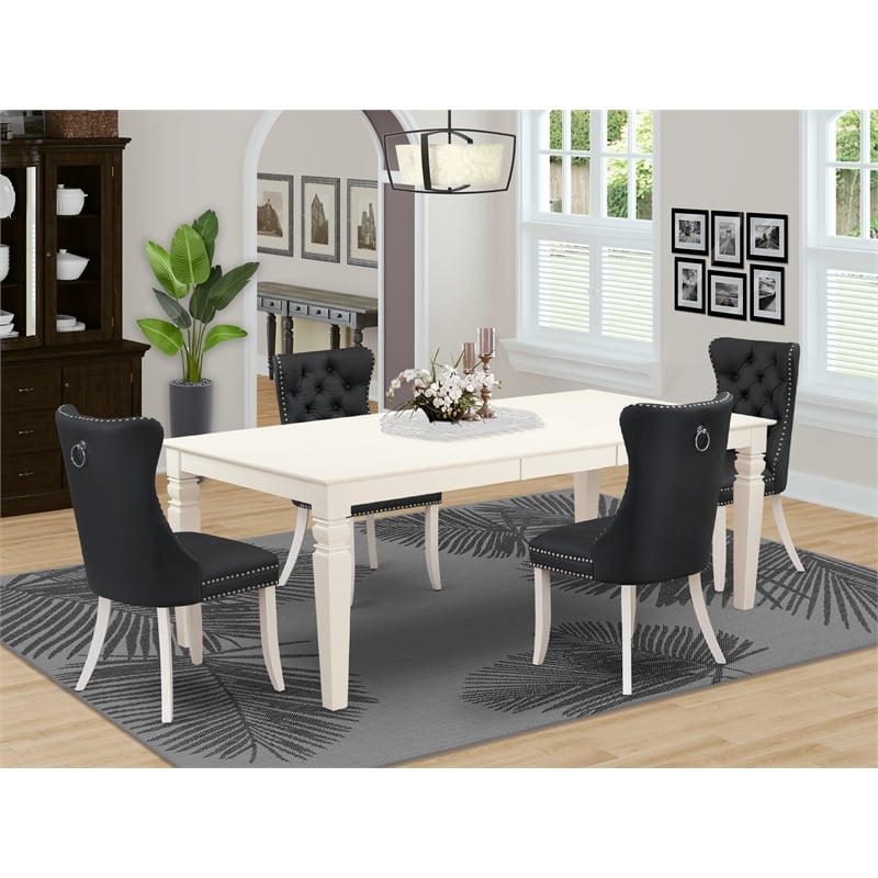 East West Furniture 5-Piece Dinette Set in Linen White/Dark Gray