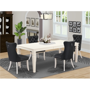 East West Furniture 5-Piece Dinette Set in Linen White/Dark Gray