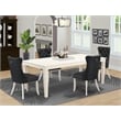 East West Furniture 5-Piece Dinette Set in Linen White/Dark Gray