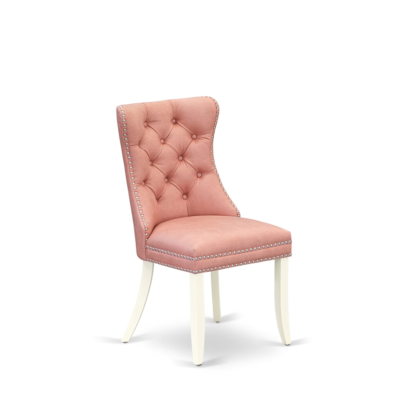 East West Furniture 5-Piece Dining Room Set in Linen White/Beige Red