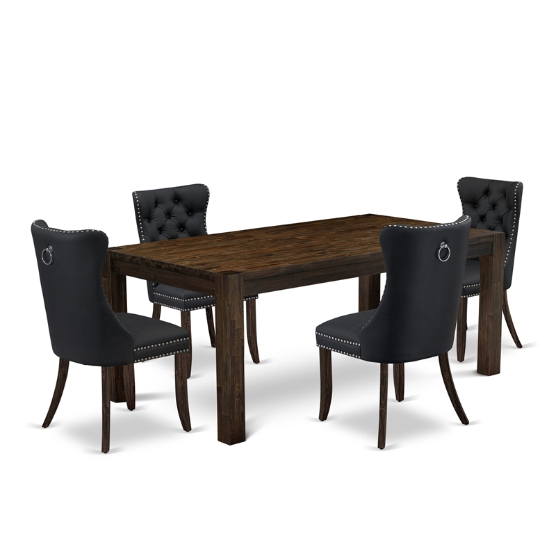 East West Furniture 5-Piece Dinette Set in Dark Gray/Distressed Jacobean