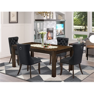 East West Furniture 5-Piece Dinette Set in Dark Gray/Distressed Jacobean