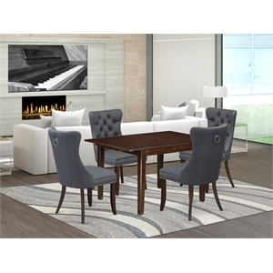 East West Furniture 5-Piece Kitchen Set in Mahogany/Platinum Gray
