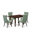 East West Furniture 5-Piece Dining Set in Mahogany/Willow Green