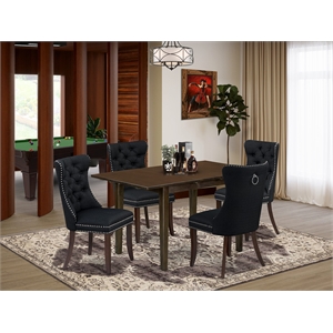East West Furniture 5-Piece Kitchen Table Set in Mahogany/Black